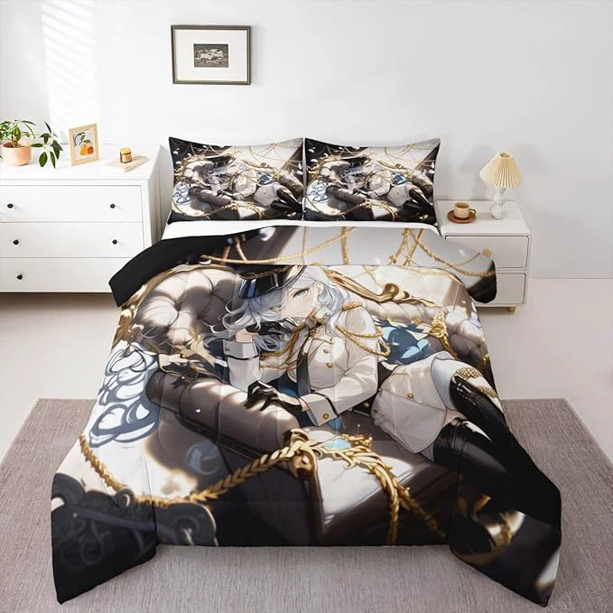 Effective Erosebridal Anime Girl Full Bedding Set for Kids Kawaii Japanese Anime Comforter Set Cartoon Girl Duvet Insert for Girls Boys Teens Men Japanese Animation Down Comforter 2 Pillow Cases Safe