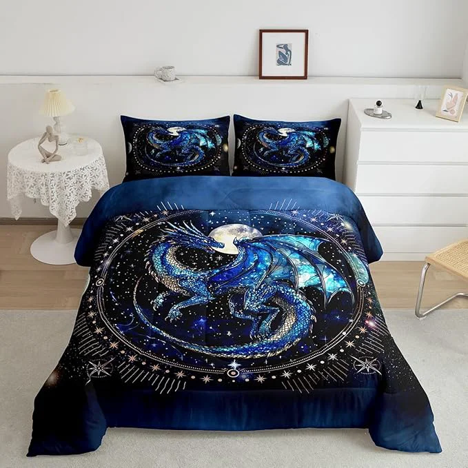 Dependable Feelyou Dragon Comforter Set Twin Size Dragon Stuff Comforter for Boys Girls Teens Luxury Bedding Set Dragon Decor Duvet Set Room Decor Blue Black Quilt Set Exclusive