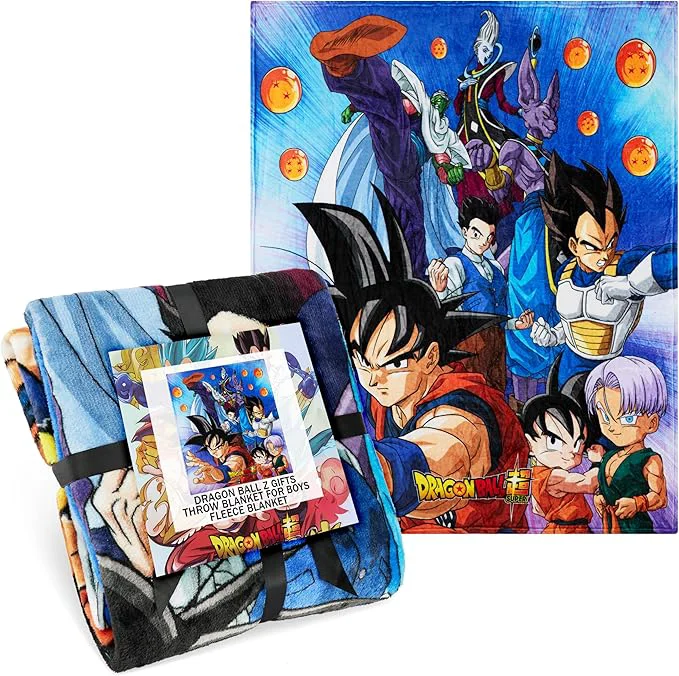Pure Dragon Ball Z Throw Blanket for Boys 51×59 in Goku Anime Fleece Blanket Throws for Couch Bed Sofa Room Essentials Gifts for Boys Genuine