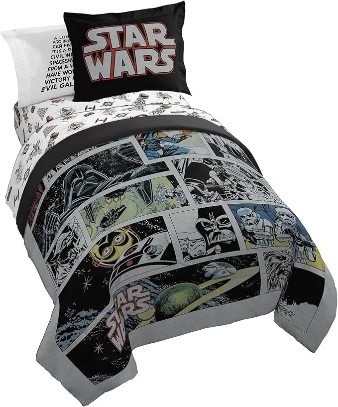 High-Performance Jay Franco Star Wars Comic Book Full Size Comforter Set – 7 Piece Bedding Includes Sheet Set amp Pillow Covers – Super Soft Cozy Kids Bedding Relaxed
