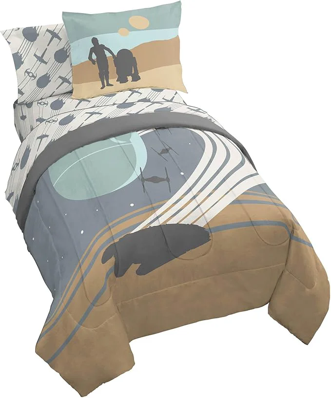 Carefully Designed Jay Franco Star Wars Twin Size Comforter Set – 5 Piece Bedding Includes Sheet Set amp Pillow Covers – Super Soft Cozy Bedding with Death Star and Millennium Falcon Fine Crafted