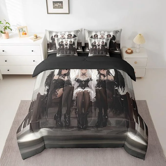 Breathable Erosebridal Japanese Anime Twin Comforter Set 7 Piece Anime Girl Bedding Set Kawaii Japanese Style Sheet Set Cartoon Japan Animation Bed in A Bag for Boys Youth Teens Adult Women Bedroom Crafted