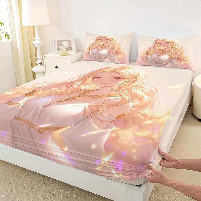 Trusted Erosebridal Kawaii Girly Fitted Sheet 3D Anime Gifts Bed Sheets Japanese Girl Bedding Set for Kids Girls 2 Piece Lady Women Aesthetic Princess Sheets Twin 1 Fitted Sheet 1 Pillowcase Exclusive