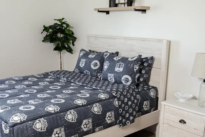 Specialty Beddy 39 s Sports Theme Boys Durable Zipper Bedding for Kids Bed in a Bag Blue Sheets with Baseball Football Basketball Soccer Comforter Pillowcase amp Pillow Sham Easy to Make amp Wash Dependable