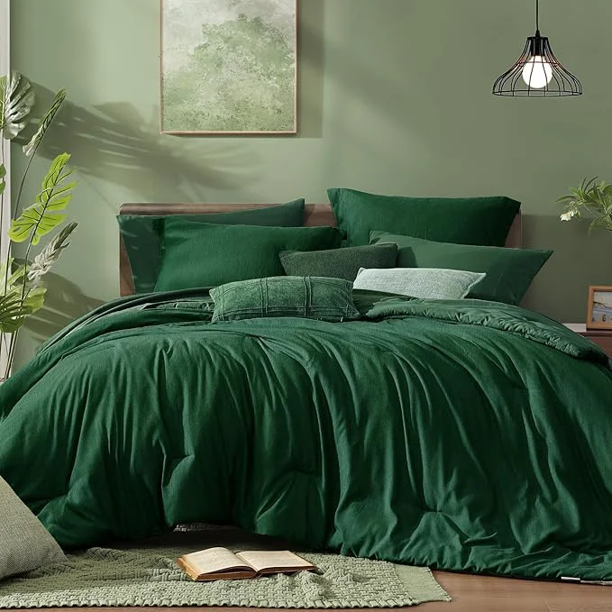 Versatile Monbix Full Size Comforter Set Emerald Green Bedding Comforter for Full Size Bed Set Reversible Bedding Sets Full 7 Pieces Cationic Dyeing Bed in a Bag with Comforter Sheets Pillowcases amp Shams Durable