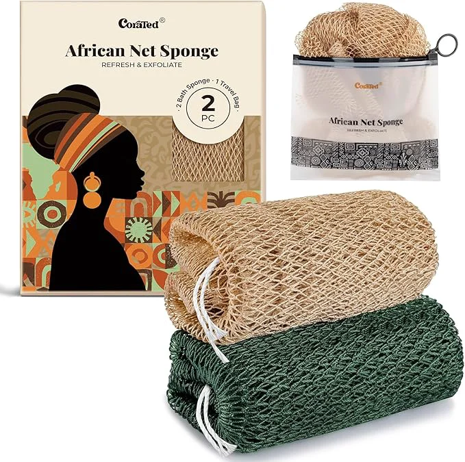 Convenient CORATED African Net Sponge Shower Loofah Exfoliating Bath Net Sponge Smooth