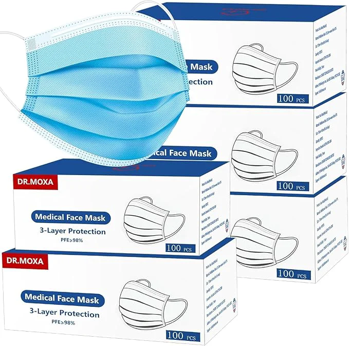 Trendy DR.MOXA 500 Pack Disposable Medical Face Masks -3 Ply Face Mask Expertly Made