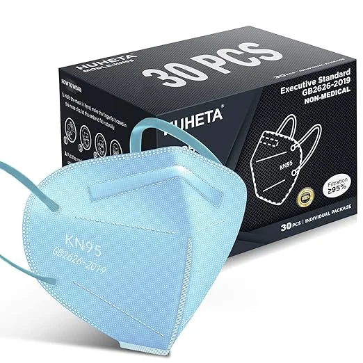 Premium HUHETA KN95 Face Mask 30 Pack Individually Wrapped 5-Ply Breathable Superior