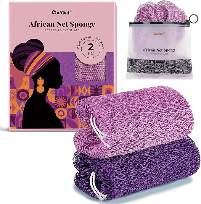 Superior CORATED African Net Sponge Shower Loofah Exfoliating Bath Sponge Durable