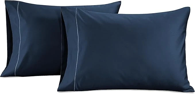 Smart LANE LINEN Egyptian Cotton Pillow Cases Queen Size Set of 2 20 quot x30 quot – 1000 Thread Count Luxury Sateen Weave Pillowcases Pack of 2- Navy Blue – Dark Denim First-Class