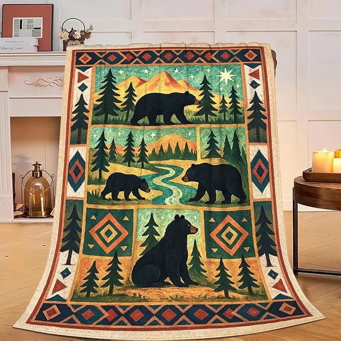 Natural Cabin Bear Blanket Super Soft Warm Fluffy Fleece Flannel Animal Throw Blanket Cozy Fuzzy Plush Stuff Bedding Blankets Gifts for Women Kids Boys Girls Adults 80 quot X60 quot Dependable