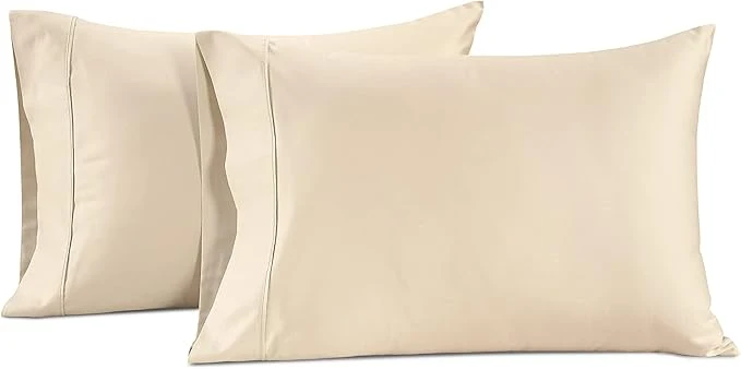 Relaxed LANE LINEN Pillow Case Covers King Set of 2 Egyptian Cotton Sateen Soft Cool amp Smooth 1000 Thread Count Cases – Ivory Artisan