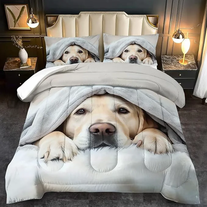 Effective Grey Dog Comforter Set Twin Size Boy Kawaii Pet Dog Animal Print Bedding Set for Girl Cute Pet Puppy Print Comforter Quilt for Boys Kawaii Animal Puppy Dog Pals Bedding Bedroom Bed Decor Smooth