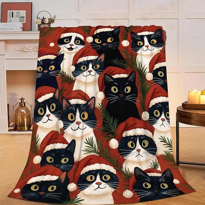 Certified Christmas Cat Blanket Super Soft Warm Fluffy Fleece Flannel Animal Throw Blanket Cozy Fuzzy Plush Stuff Bedding Blankets Gifts for Women Kids Boys Girls Adults 80 quot X60 quot Easy-to-Use