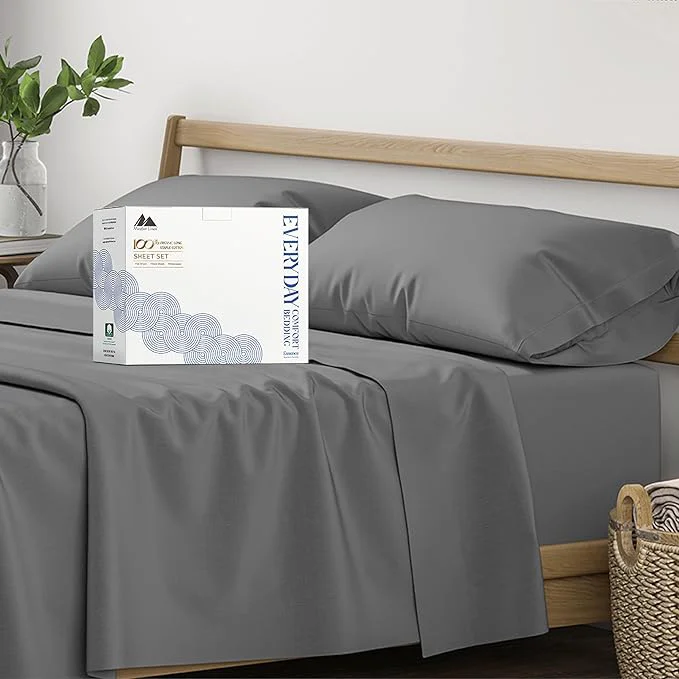 Clean Mayfair Linen Organic Cotton Sheets Full Size – 4 PC Organic Cotton Percale Sheets Full Set Dark Grey Soft Cooling amp Breathable Bedsheets 16 quot Deep Pocket Hotel Bedding – GOTS Fine