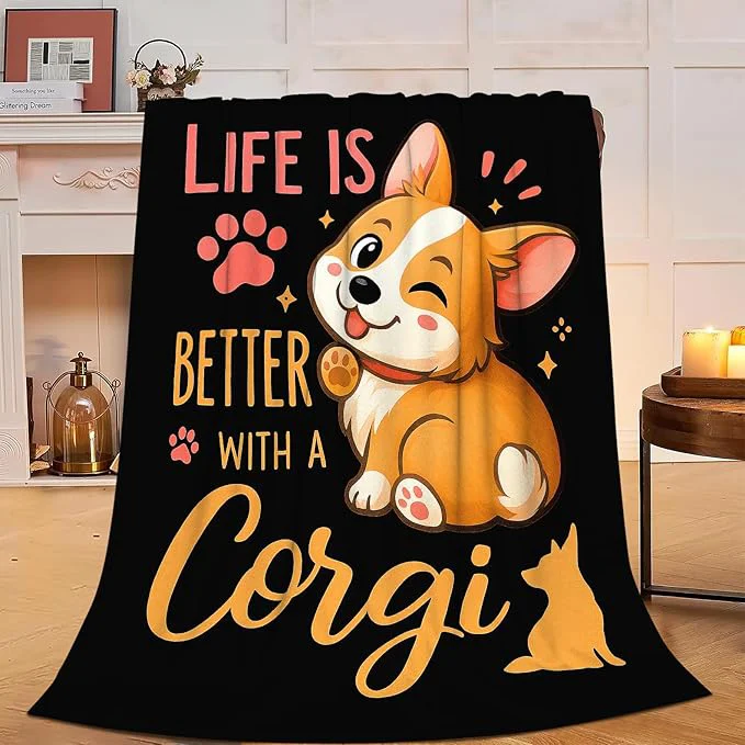 Sustainable Corgi Blanket Super Soft Warm Fluffy Fleece Flannel Dog Animal Throw Blanket Cozy Fuzzy Plush Stuff Bedding Blankets Gifts for Women Kids Boys Girls Adults 60 quot X50 quot Fine
