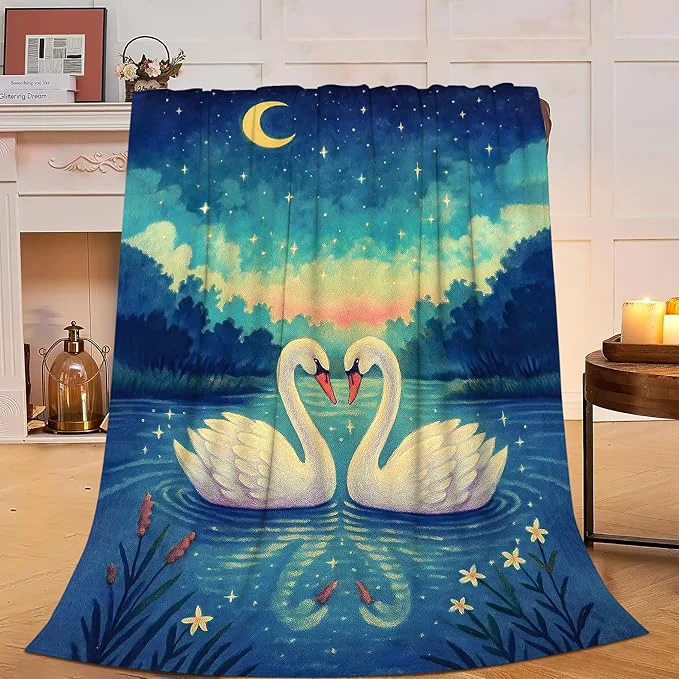 Official Swan Blanket Super Soft Warm Fluffy Fleece Flannel Animal Throw Blanket Cozy Fuzzy Plush Stuff Bedding Blankets Gifts for Women Kids Boys Girls Adults 50 quot X40 quot Contemporary