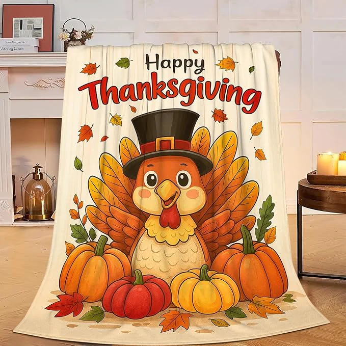Lightweight Thanksgiving Turkey Blanket Super Soft Warm Fluffy Fleece Flannel Throw Blanket Cozy Fuzzy Plush Stuff Bedding Blankets Gifts for Women Kids Boys Girls Adults 80 quot X60 quot Quality