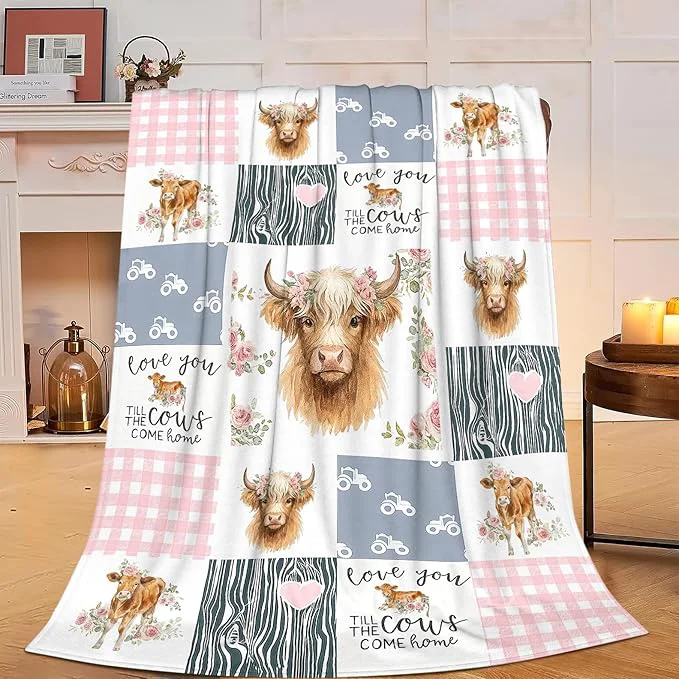 Clean Highland Cow Blanket Super Soft Warm Fluffy Fleece Flannel Cattle Animal Throw Blanket Cozy Fuzzy Plush Stuff Bedding Blankets Gifts for Women Kids Boys Girls Adults 50 quot X40 quot Next-Generation