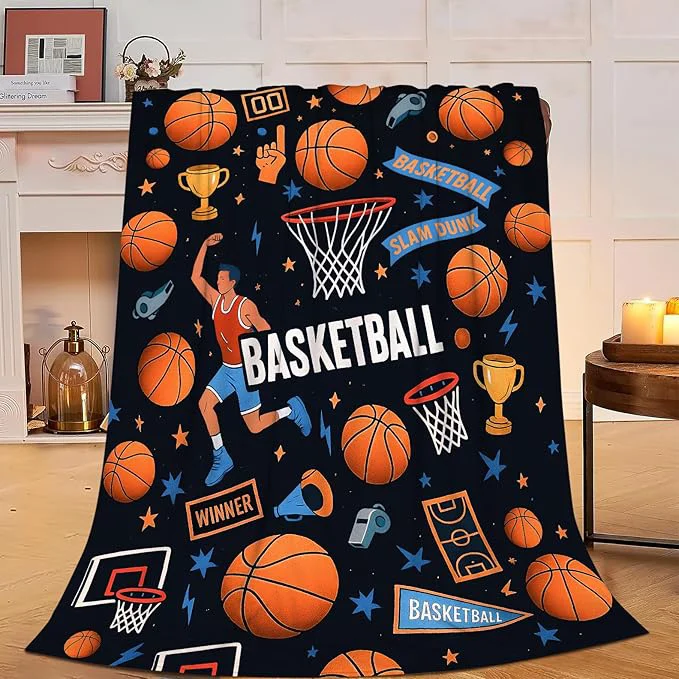 Refined Basketball Blanket Super Soft Warm Fluffy Fleece Flannel Ball Sports Throw Blanket Cozy Fuzzy Plush Stuff Bedding Blankets Gifts for Teens Boys Kids Women Girls Adults 60 quot X50 quot Relaxed