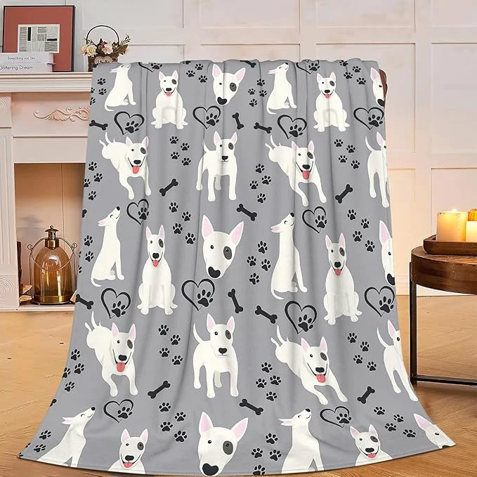 Relaxed Bull Terrier Blanket Super Soft Warm Fluffy Fleece Flannel Dog Animal Throw Blanket Cozy Fuzzy Plush Stuff Bedding Blankets Gifts for Women Kids Boys Girls Adults 80 quot X60 quot Recyclable