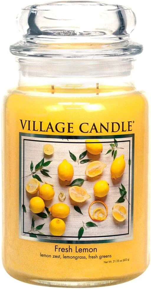 Sophisticated Village Candle Fresh Lemon Large Apothecary Jar Scented Candle 21.25 oz. Sustainable