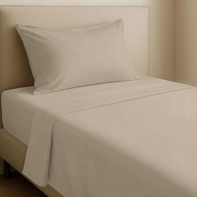 Efficient California Design Den Natural Cotton Sheets Twin XL Size Set – Soft Sateen Twin XL Sheet Sets 12 quot Pockets Breathable amp Durable Bedding for Dorm Rooms College Beige Warm Taupe Trendy