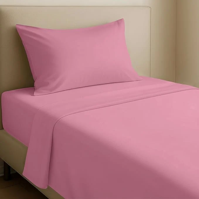 Practical California Design Den Twin Bed Sheets Set – Natural Cotton Sheet Set Soft Sateen Weave Fully Elasticized 12 quot Pockets Breathable and Durable Bedding – Doll Pink Elite