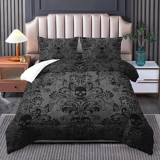 Quality Skull Bedding Set – Gothic amp Boho Twin Comforter Set with Skull Comforter Stylish