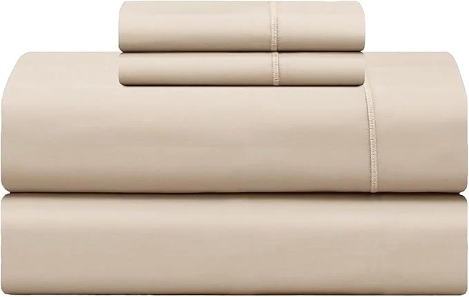 Proven Feather amp Stitch 500 TC Queen Size 4pc Damask Bed Sheet Set Soft Cotton Breathable Bedsheets 18 quot Deep Pockets Sateen Weave Striped Bedding Mattress Resort Hotel Luxury Decor – Champagne Beige Original Design