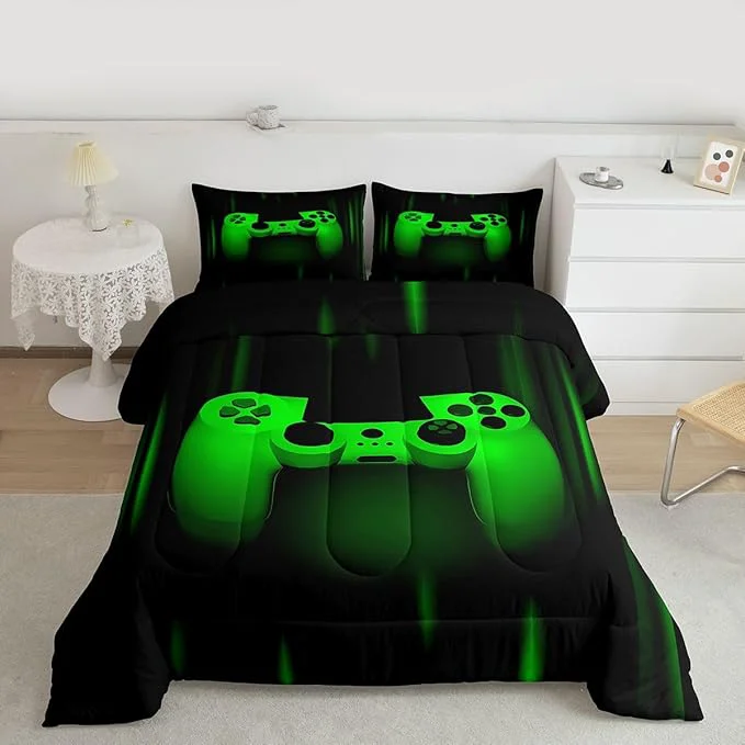 Reliable Feelyou Boys Gamer Comforter Set Full Size Bedding Set for Kids Gaming Comforter Green Black Video Games Gamepad Room Decor for Teens Child Super Soft Geometric Duvet Quilted Son Grandson Gift Eco-Friendly