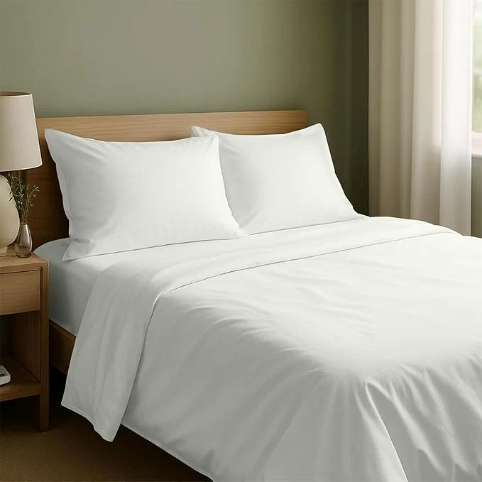 Stylish California Design Den Full Size Sheets Set – Natural Cotton Sheets Full Size Bed with Deep Pockets Soft Sateen Weave Durable Bedding Set Ivory Eggshell High-Quality
