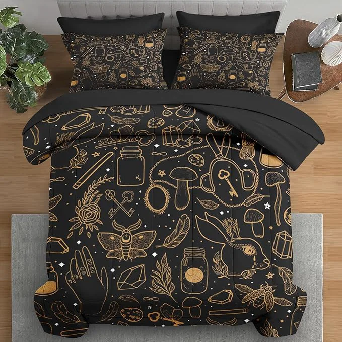 Sustainable Comforter Set Twin Size Vintage Witch Dream 5 Pcs Bedding for Kids and Adults Boho Mystic Occult Bed Sheet Sets with Fitted Sheet Pillowcase amp Sham for Bedroom Bed Decor Certified