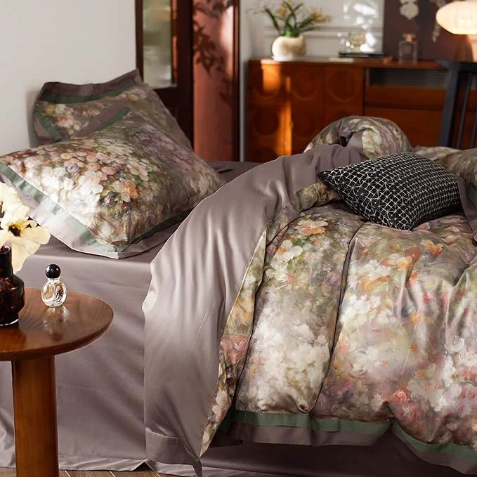 Comfortable mixinni Vintage Floral Duvet Cover Set – Queen Size Long Staple Cotton Percale Reversible Garden Style Bedding Set with Zipper Closure 3-Piece Luxury Duvet Cover with 2 Pillow Shams 20 quot x26 quot Casual