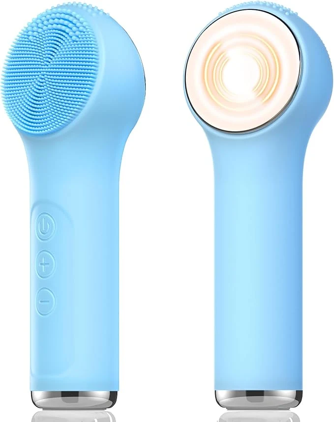 Green Silicone Facial Cleansing Brush Portable Electric Face Scrubber Elegant