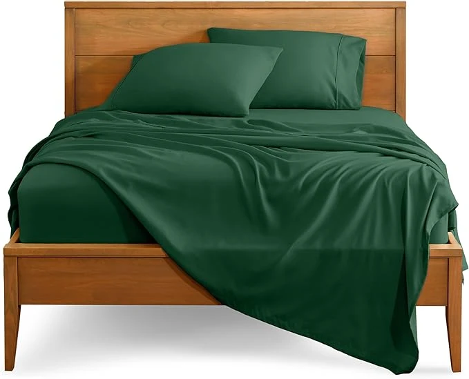 User-Friendly Bare Home Split Head Flex King Sheet Set – 1800 Ultra-Soft Microfiber Bed Sheets – Double Brushed – Deep Pockets – Easy Fit – 4 Piece Set – Bedding Sheets amp Pillowcases Forest Green Original