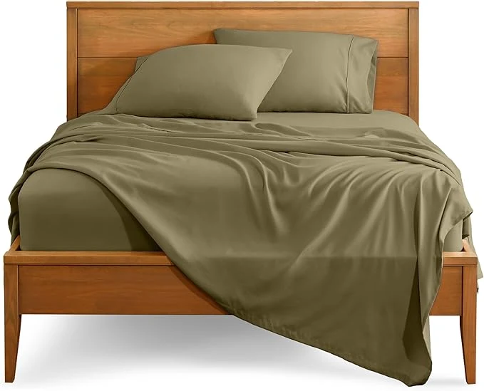 Top-Quality Bare Home Full Sheet Set – 1800 Ultra-Soft Microfiber Full Bed Sheets – Double Brushed – Deep Pockets – Easy Fit – 4 Piece Set – Bedding Sheets amp Pillowcases Full Olive High-Grade