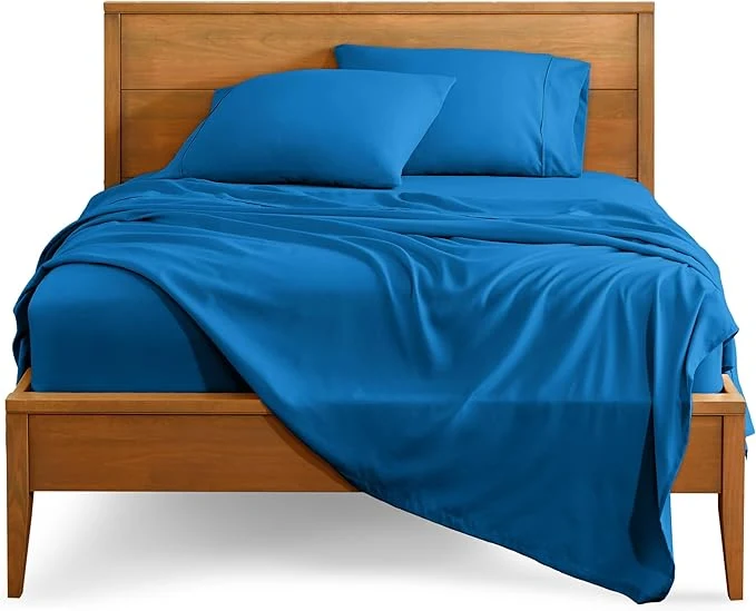 Secure Bare Home Twin XL Sheet Set – 1800 Ultra-Soft Microfiber Twin Extra Long Bed Sheets – Double Brushed – Deep Pockets – Easy Fit – 3 Piece Set – Bedding Sheets amp Pillowcases Twin XL Medium Blue Flexible
