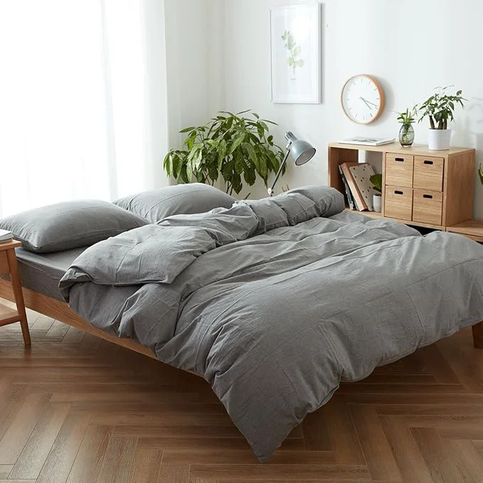 Outstanding FACE TWO FACE Bedding Duvet Cover Set 3 Pieces Cover Linen Like Textured Breathable Durable Soft Comfy Top-Quality