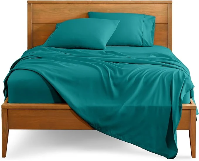 Lightweight Bare Home Queen Sheet Set – 1800 Ultra-Soft Microfiber Queen Bed Sheets – Double Brushed – Deep Pockets – Easy Fit – 4 Piece Set – Bedding Sheets amp Pillowcases Queen Emerald Genuine