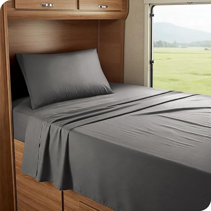 First-Class Bare Home RV Bunk Sheet Set – 1800 Ultra-Soft Microfiber RV Bunk Bed Sheets – Double Brushed – Deep Pockets – Easy Fit – 3 Piece Set – Bedding Sheets amp Pillowcases RV Bunk 30×75 Grey Advanced