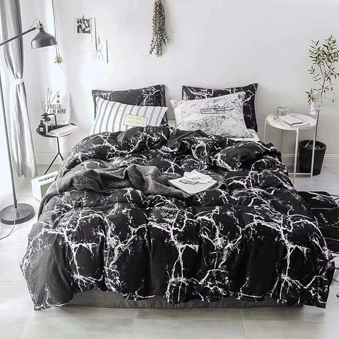 Dependable CLOTHKNOW Black White King Size Comforter Set 3Pcs Marble Bedding Comforter Sets All Season Black Comforter Abstract Comforter with 2 x Pillow Cases Reliable