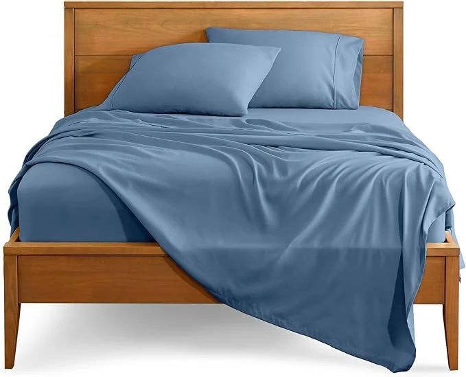 Safe Bare Home Split King Sheet Set – 1800 Ultra-Soft Microfiber Bed Sheets – Double Brushed – Deep Pockets – Easy Fit – 5 Piece Set – Bedding Sheets amp Pillowcases Split King Coronet Blue Unique