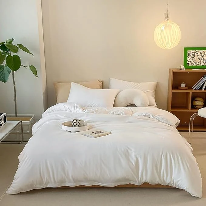 Secure CLOTHKNOW White Full Size Comforter Sets White Bedding Comforter Sets Soft Men Women Comforter with 2 x Pillow Cases First-Class
