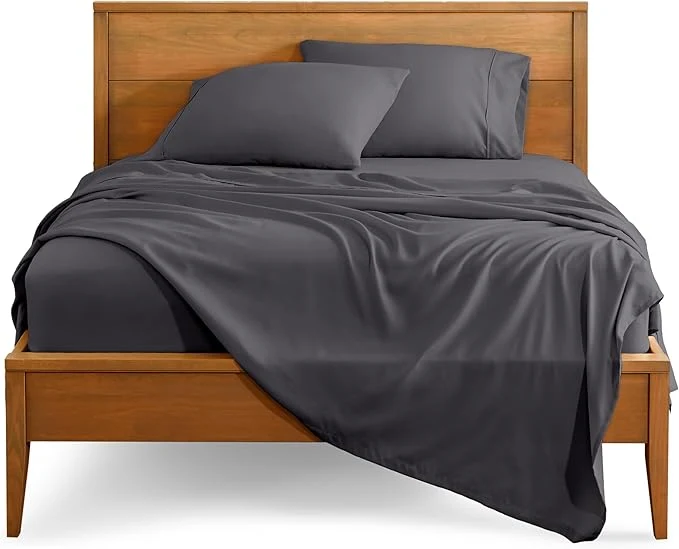 Exclusive Bare Home King Sheet Set – 1800 Ultra-Soft Microfiber King Bed Sheets – Double Brushed – Deep Pockets – Easy Fit – 4 Piece Set – Bedding Sheets amp Pillowcases King Forged Iron Grey Comfortable