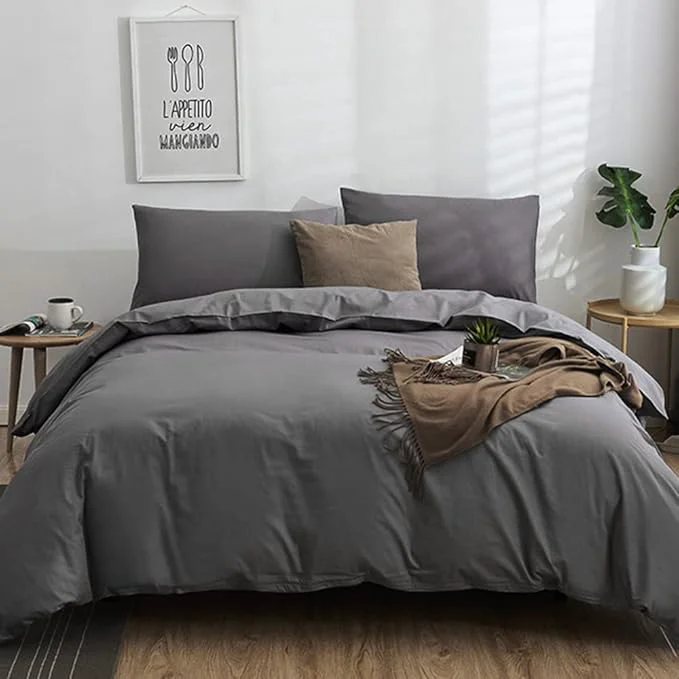 Superior CLOTHKNOW Dark Grey King Size Comforter Set Gray Bedding Comforter Sets Soft Boys Men Comforter with 2 x Pillow Cases Exclusive