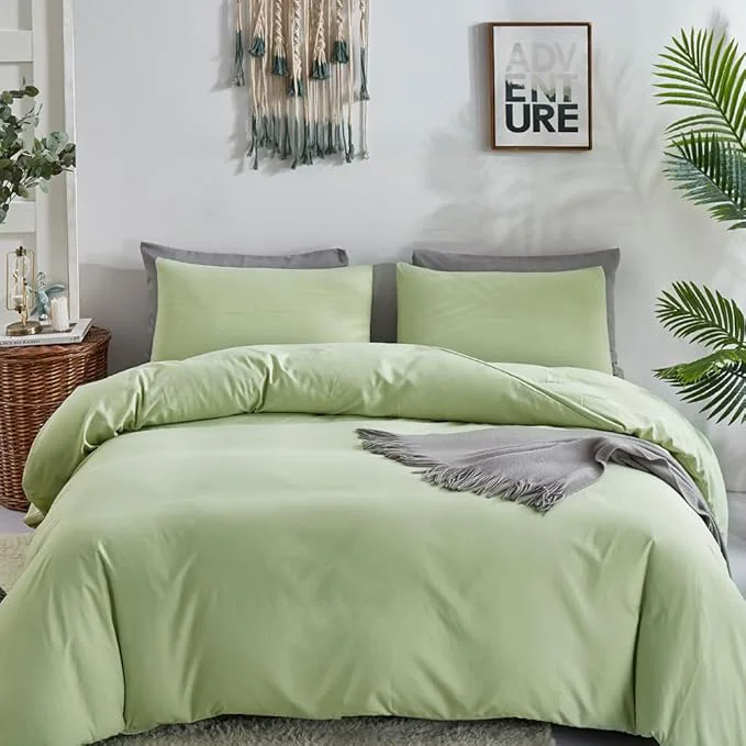 Enhanced CLOTHKNOW Green Queen Comforter Set Sage Green Bedding Sets Soft Queen Comforter with 2 x Pillow Cases Premium Material