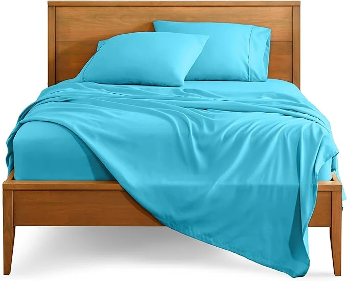 Pure Bare Home King Sheet Set – 1800 Ultra-Soft Microfiber King Bed Sheets – Double Brushed – Deep Pockets – Easy Fit – 4 Piece Set – Bedding Sheets amp Pillowcases King Aqua Secure