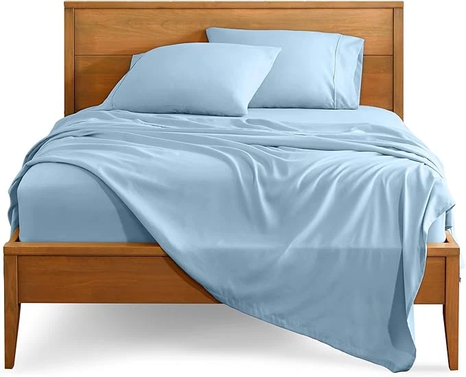 Enhanced Bare Home Queen Sheet Set – 1800 Ultra-Soft Microfiber Queen Bed Sheets – Double Brushed – Deep Pockets – Easy Fit – 4 Piece Set – Bedding Sheets amp Pillowcases Queen Light Blue Fast