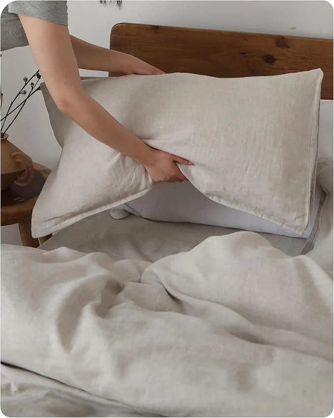 Next-Generation XZ XIFA Linen Pillowcases King – Pack of 2- Natural Washed French Flax Breathable Durable Textured Envelope Pillowcases – Linen 20 39 39 x 40 39 39 High-Quality